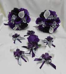 Wedding Silk Flower Bridal Bouquets Package Calla Lily Black Etsy Bridal Bouquet Wedding Bouquets Wedding Flowers