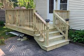 Instead of removing those concrete front steps, save some time by building a wood deck over and around them. Decided To Use My Down Time To Build A Deck Had To Cover Concrete Steps So A Little Challenging I Think It Came Out Great Woodworking