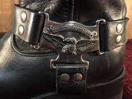 Vintage Men S Harley Davidson Boots With Logo Patch Black Etsy Harley Davidson Boots Boots Black Leather Boots