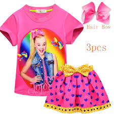 She joined the nickelodeon family and most recent adventure is her first concert tour. Cute Girls Clothes Summer Jojo Siwa Clothing Set Cartoon Homewear Kids Clothes T Shirts Skirt Casual Clothing Sets And Hair Bows Clothing Sets Aliexpress
