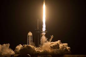A spacex falcon 9 rocket will launch on the first dedicated mission with starlink internet satellites from. Spacex Launches 4 Astronauts To Iss On Recycled Rocket And Capsule Abc News