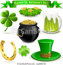 Patrick arrived in ireland he used the shamrock to visually explain christianity's holy trinity. Saint Patrick S Day Symbols Vector Set Isolated On White Canstock