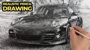 Porsche Drawing - How To Draw A Realistic Car - Youtube