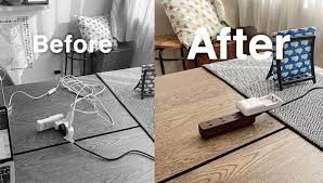 壁から離れたテーブルに 配線すっきりでコンセントを設置する簡単diy テーブル 壁 コンセント