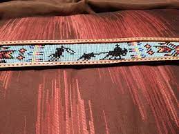 Beaded Belt Inlay From Double J Custom Leather Teamroper Beadwork Https M Facebook Com Jhleather Beaded Belts Patterns Bead Leather Beaded Hat Bands