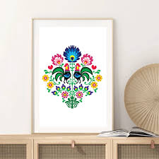 Home decor, furniture & kitchenware diy projects & ideas project calculators installation & services. Floral Pattern Artwork Poster Poland Folk Art Canvas Prints Roosters Decoration Painting Polish Wall Picture Home Wall Art Decor Painting Calligraphy Aliexpress