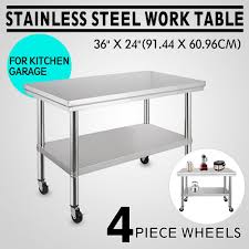 Ebay Sponsored 36 X24 Stainless Steel Work Table 4 Casters For Undershelf Cafeteria Silver Stainless Steel Work Table Work Table Stainless Steel Kitchen
