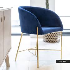 La chaise maui constitue un projet polyvalent à même de satisfaire les exigences les plus variées tant des collectivités que des particuliers. Ribioc Chaise Tapissee Velours Bleu Marine Pieds Dores Selsey