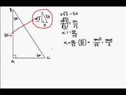 If you are familiar with the trigonometric basics, you can use, e.g. Finding The Missing Side Of 30 60 90 Triangle Youtube