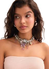 Midnight O'Clock Y2k Grunge Silver Choker Necklace