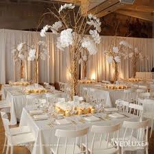 Gold And White Wedding Room Look With Gorgeous Braches With Cascading Orchids B Lovely Events Gold Wedding Decorations Wedding Centerpieces Wedding Decorations