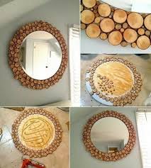 Miroir Avec Des Rondins De Bois Rondelles De Bois Miroir Bois Deco Bois