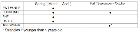 Senior horses may not need plethora of spring vaccines. Immunizations Rogue Equine Companion Animal Clinic