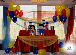 Candy Table For Super Man And Wonder Woman Themed Birthday Party Decorations By Leila Ev Wonder Woman Birthday Party Woman Birthday Party Wonder Woman Birthday