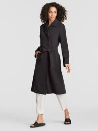 Recycled Polyester Water Resistant Trench Coat Eileen Fisher Organic Clothing Clothes Free Clothes