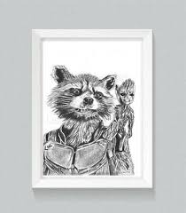 Let's talk guardians of the galaxy! Rocket And Groot Pencil Drawing Guardians Of The Galaxy Movie Art Character Art Ebay