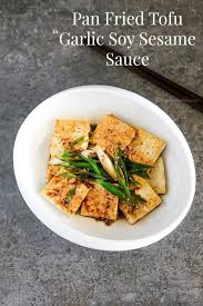 Pan Fried Tofu In Garlic Soy Sesame Sauce Recipe Korean Side Dishes Recipes Using Tofu Pan Fried Tofu