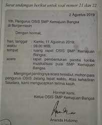 Penulisan angka digunakan untuk menyatakan ukuran panjang, berat, volume, waktu, dan nilai uang. Tujuan Penulisan Surat Undangan Tersebut Adalah A Menginformasikan Rapat Panitia Lomba Brainly Co Id