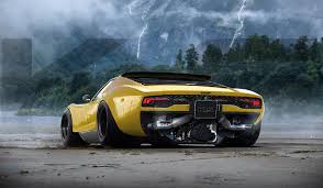 Khyzyl Saleem Car Render Digital Art Lamborghini Lamborghini Miura Widebody 720p Wallpaper Hdwallpaper Desktop In 2020 Race Cars Super Cars Lotus Car