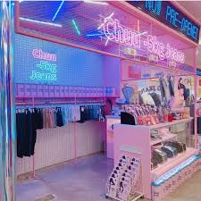 Visit our unique online aesthetic fashion clothes shop | artsy, edgy, aesthetic, kawaii, grunge fashion. Love It Chuu Store 24 Myeongdong 8ga Gil Jung Gu Aesthetic Stores Clothing Store Interior Store Design Interior