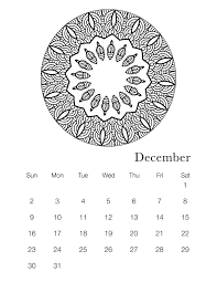 Calendar December 2018 Editable Mandala Coloring Books Coloring Books Mandala Coloring