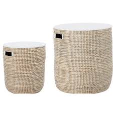 Knap Round Seagrass 2 Piece Tables Wood Clever Storage Wood Table