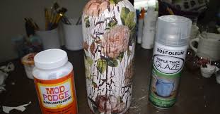 Diy Decoupage And Crackle Using Elmer S Glue Blow Dryer Diy Diy Spray Paint Elmer S Glue