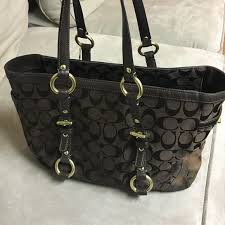 Coach Black And Brown Purse Dark Brown Coach Signature Tote With Images Tote Louis Vuitton Bag Neverfull Coach Tote