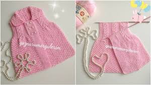 Cift Pirinc Orgu Modeli Ile Bebek Yelegi Yapilisi Krose Baby Knitting Patterns Bebek