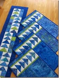 Geese Across The Table Set In Blue Batiks Prewash With Color Catchers From Http Www Canuckquilter Com Placemats Patterns Quilted Placemat Patterns Quilts