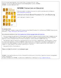 pdf interactive excel based procedure for line balancing