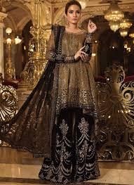 Maria B Mbroidered Oxidized Gold Black Pakistani Formal Dresses Pakistani Designer Clothes Dress Collection