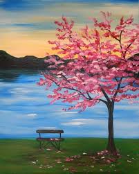 Spring Lake View Fr 20 April 19 Uhr Am Red Bank In 2020 Cherry Blossom Painting Nature Art Painting Amazing Art Painting