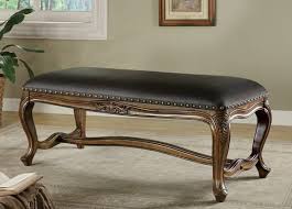 Choose from leather storage benches, black leather benches, tufted, leather bedroom benches, and much more. 501006 Astoria Grand Jess Black Faux Leather Bedroom Bench With Warm Brown Finish Wood Frame Upholstered Bench Coaster Furniture Furniture