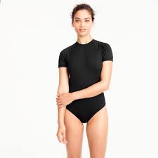 Short Sleeve One Piece Swimsuit Jcrew Short Sleeve Swimsuit Black Swimsuit Top One Piece