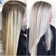 Before After Formula Full Head Highlight Silk Lift 20vl Olaplex No 1 Used 15vl Olaplex Around Cool Blonde Hair Bleach Blonde Hair Low Lights Hair