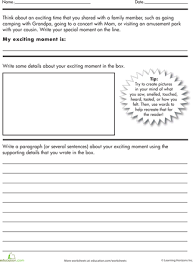 Write A Descriptive Paragraph Worksheet Education Com Creative Writing Exercises Paragraph Writing Teaching Writing
