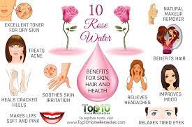 10 Rose Water Benefits For Skin Hair And Health Top 10 Home Remedies Rose Water Benefits Skin Rose Water For Skin Water Benefits For Skin