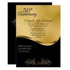 Chic Black Gold 50th Wedding Anniversary Invitation Zazzle Com 50th Wedding Anniversary Invitations Anniversary Invitations Wedding Anniversary Invitations