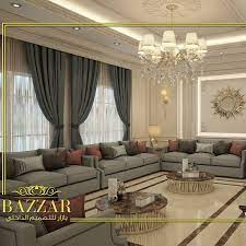 تصميم مجلس رجال نيو كلاسيك ذو خطوط عصريه واضحة وجدران ذات ألوان هادئه وزخارف ذات تفاصيل متق modern furniture living room luxury ceiling design home room design