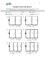 Series parallel ts worksheet lovely current voltage resistance science lessons elementary circuits worksheets. Parallel Circuit Worksheet 1 Pdf 124 Parallel Circuit Worksheet 1 Meets Natef Task A6 A 5 Diagnose Electrical Electronic Integrity For Series Parallel Course Hero