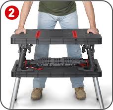 Keter Folding Worktable Adjustable Resin Work Bench With Clamps Black Plastics Walmart Com Walmart Com