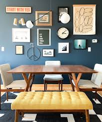 Leigh was great about giving us options, and ultimately created a beautiful tabletop from reclaimed wood. Moody Gallery Wall Design Mid Century Modern Dining Room Mid Century Dining Room Dining Room Small