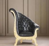 Bellagio Royal Chair - Right and Left Sides - Black / Gold - Vinyl