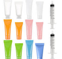 BENECREAT 24PCS 5ml/10ml 6-Colors Plastic Squeeze Tubes Travel Size Makeup  Sample Bottles with 4PCS Funnel and 2PCS 5ml Syringe for Lotion, Cream, ...