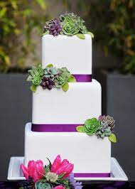 White Wedding Cake Eco Friendly Succulents Pink Purple Full Purple Wedding Cakes Pink Wedding Cake Wedding Cakes Simple Purple