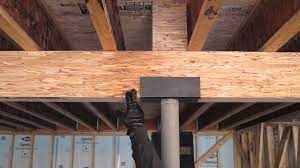 How to repair sagging and sloping floors caused by damaged support columns and split floor joists. Lally Column Youtube