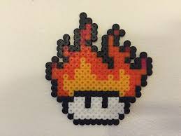 Perler Bead Mushroom Fire By Bjrnbr Perler Bead Mario Diy Perler Beads Perler Bead Art