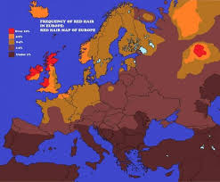 This Diagram Shows The Distribution Of Red Hair In Europe As You Can See It Is A Patchy Distribution With High Frequency In Irel Europe Map Red Hair Map Map