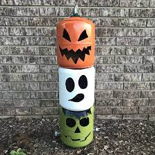 Jack O Lantern Ghost And Frankenstein Set Propane Tank Art Scrap Metal Art Jack O Lantern